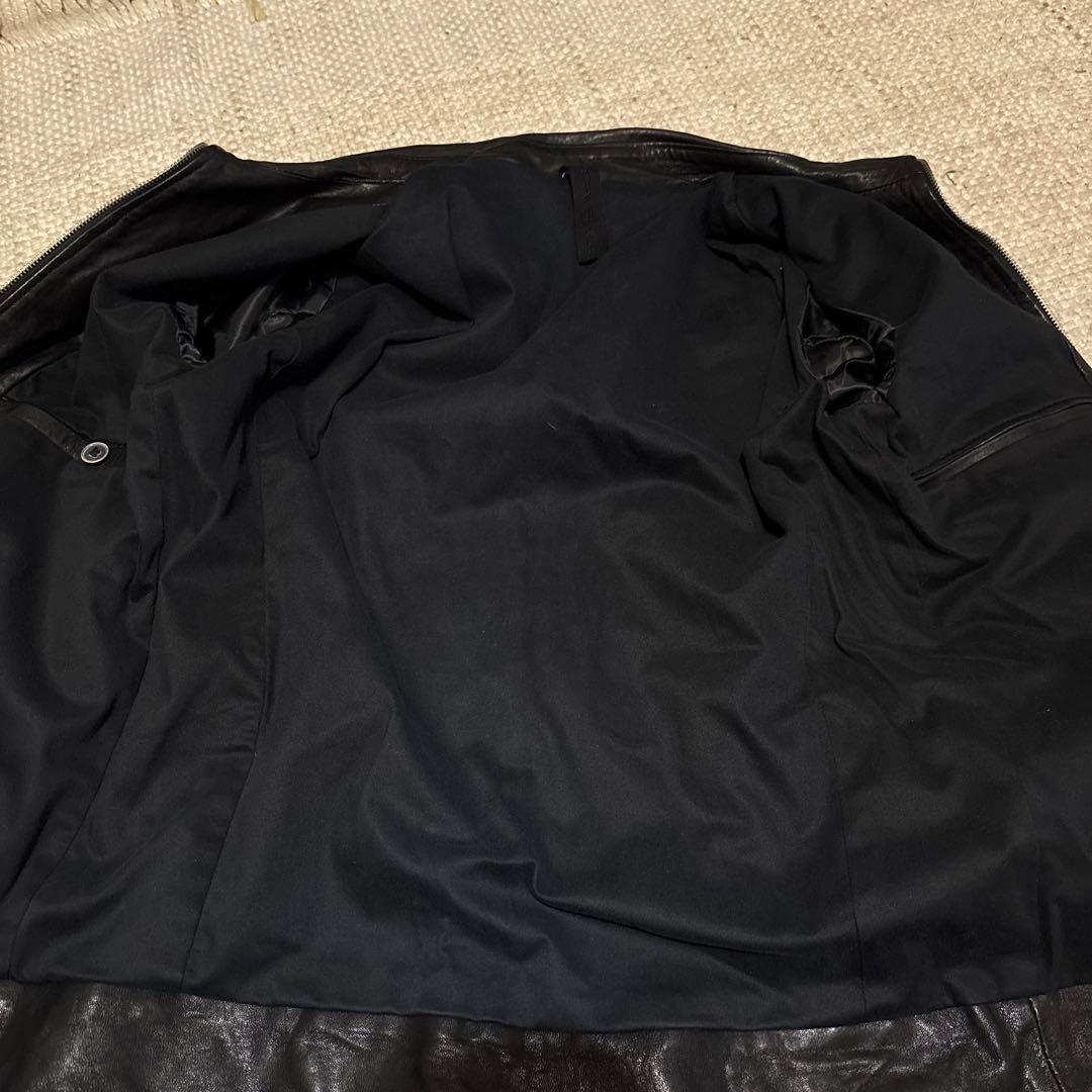 MUSHER 黒 レザージャケット　襟付きシングルライダース　タトラス