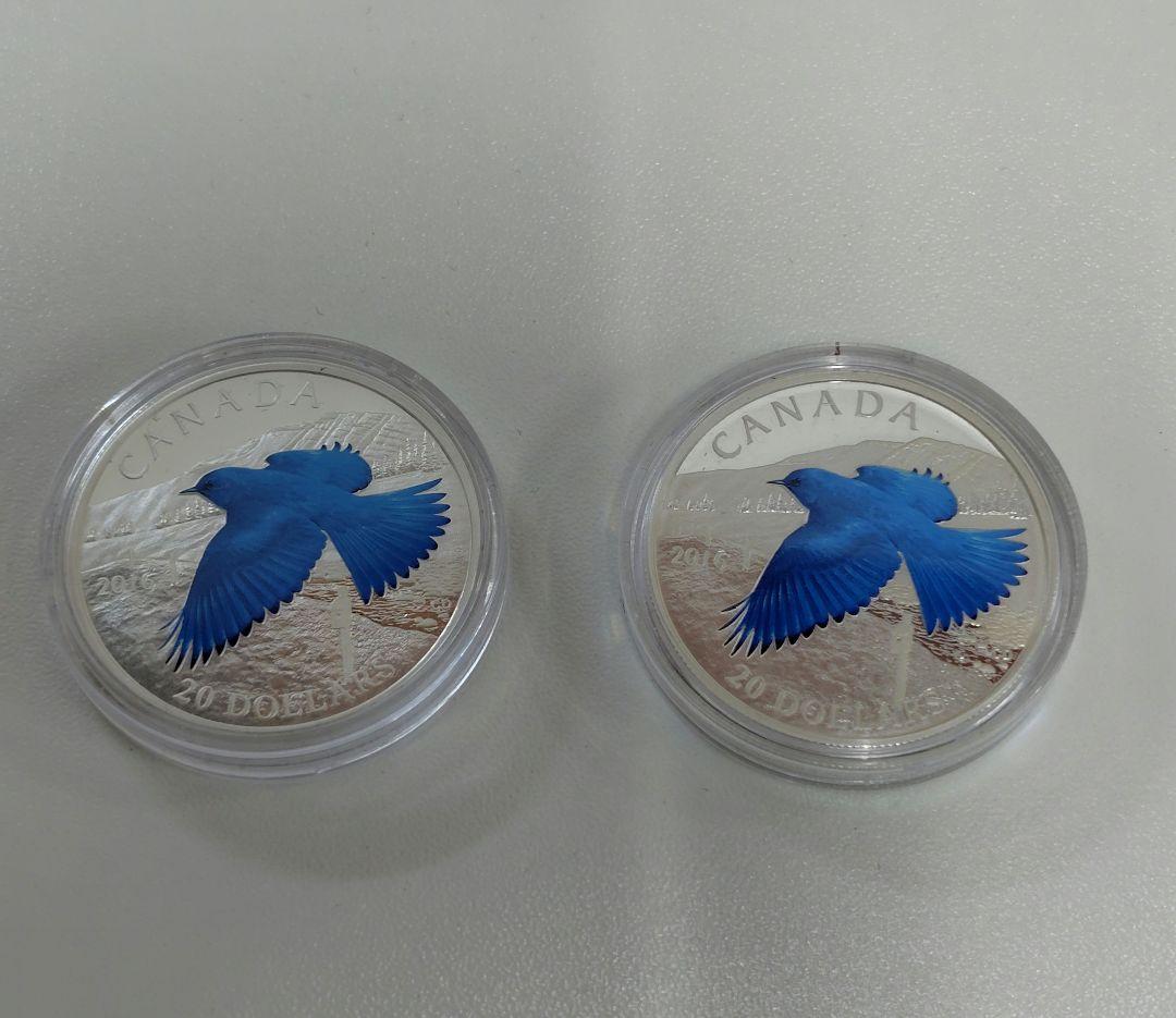 2016年 カナダ ルリツグミ 20ドル銀貨 シルバー  2枚　純銀
