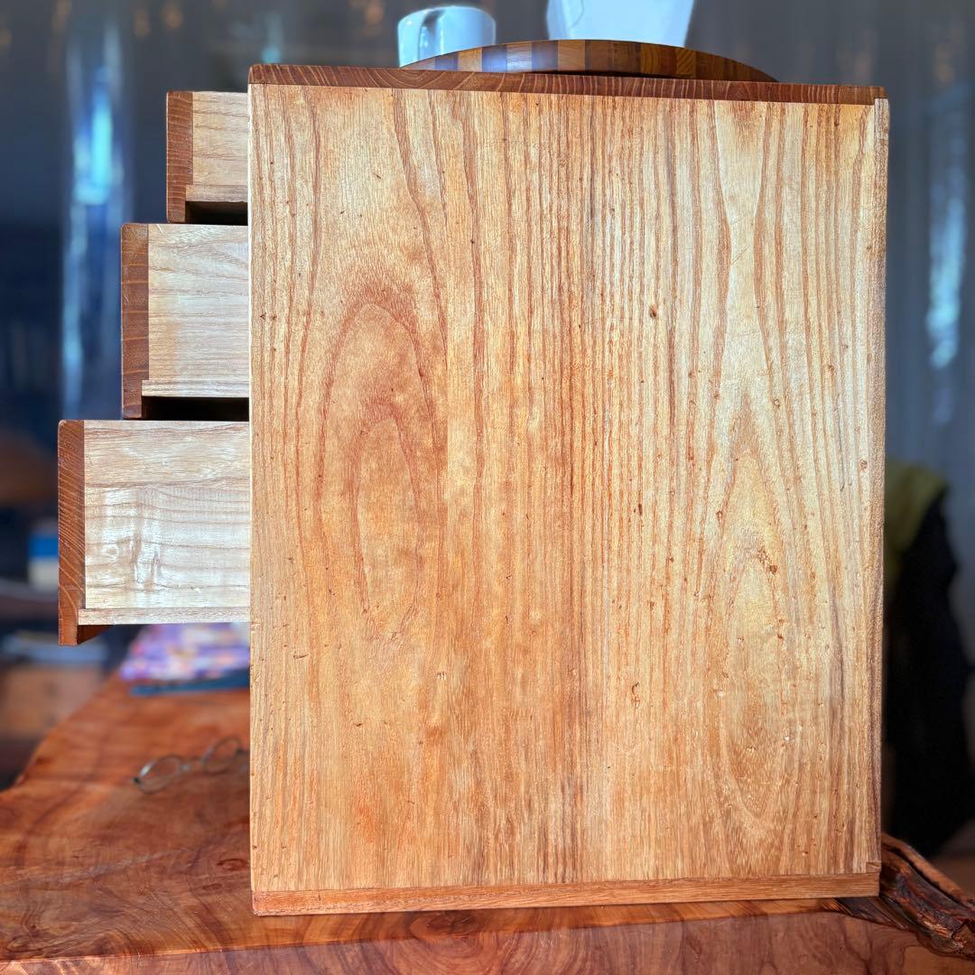 【ビンテージ木製4段チェスト】総無垢材×蜜蝋×金属取手 引き出し収納