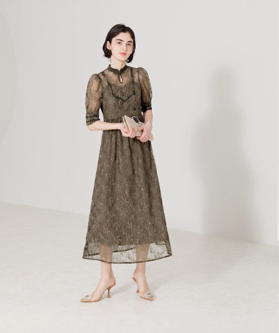 美品✨【Leia】チャイナ風ワンピース 参列ドレス パーティードレス