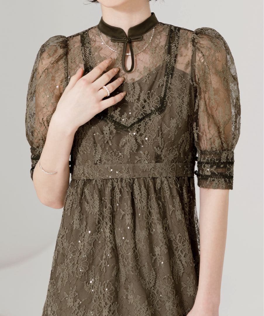 美品✨【Leia】チャイナ風ワンピース 参列ドレス パーティードレス