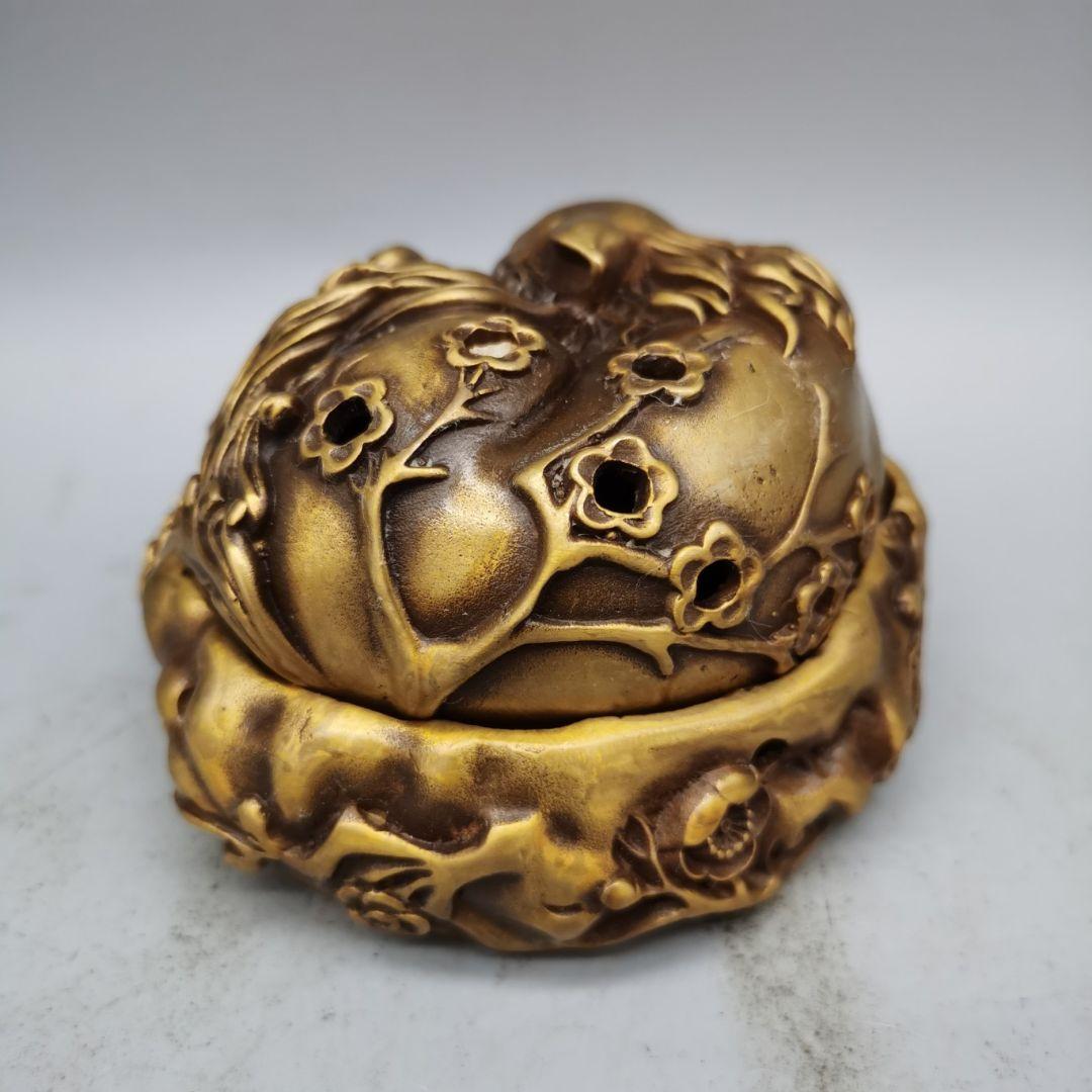 銅製 梅花狐香炉 吉祥九尾狐 茶室禅意薫香炉 装飾品 工芸品 置物