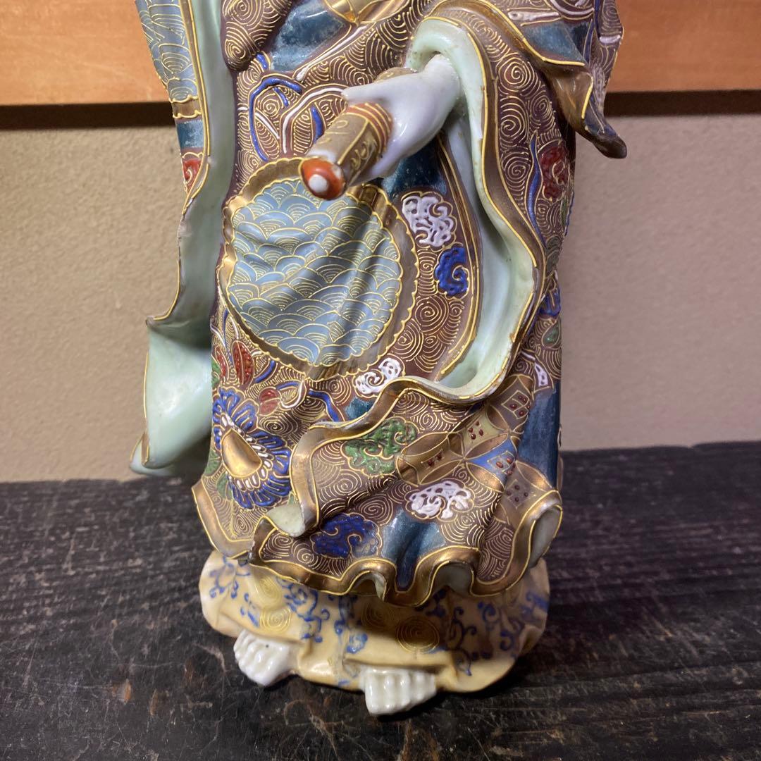 九谷焼　金蘭手観音図置物