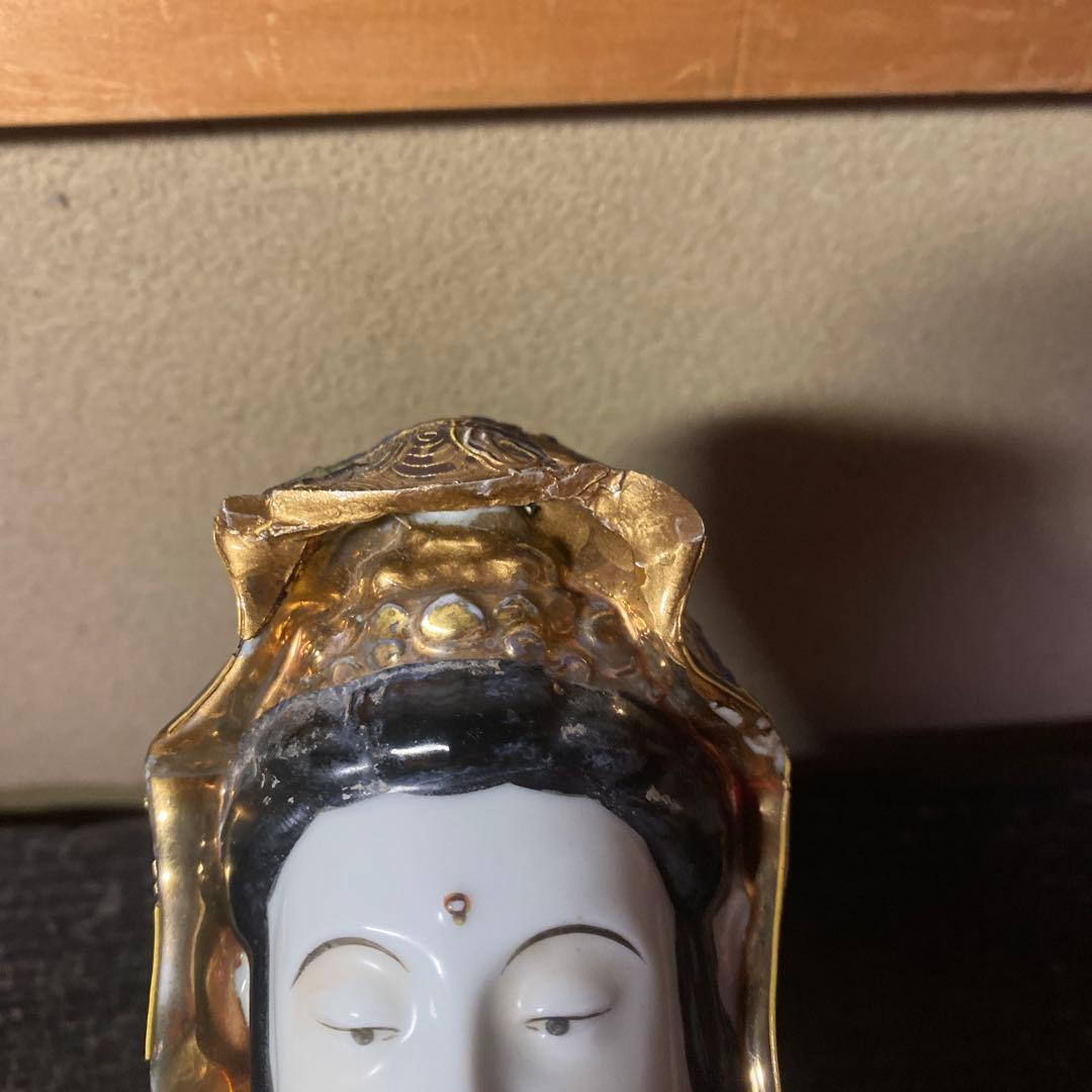 九谷焼　金蘭手観音図置物