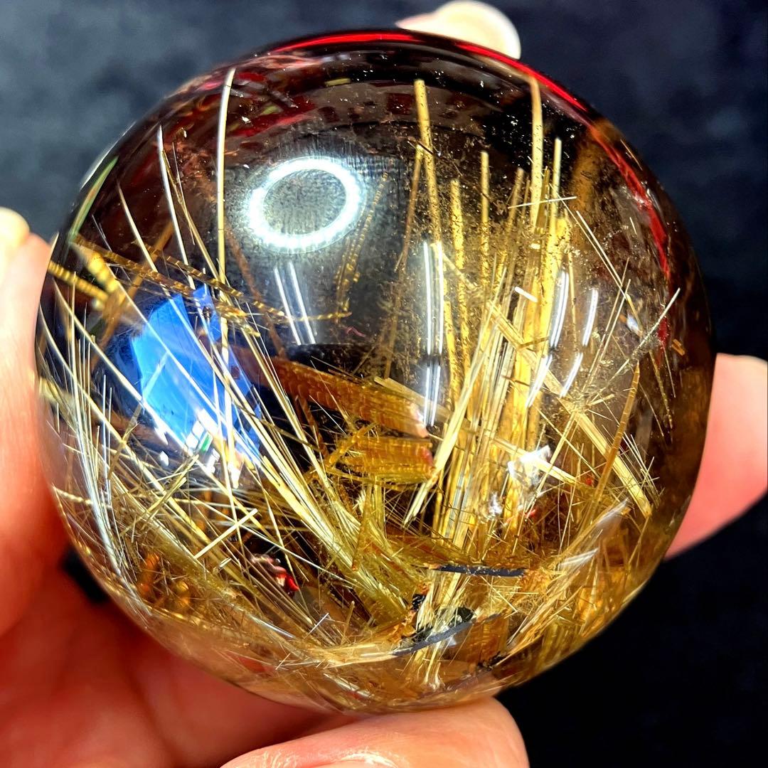 超絶綺麗✨51mm ゴールドタイチンルチルクォーツ　丸玉　スフィア　金針水晶
