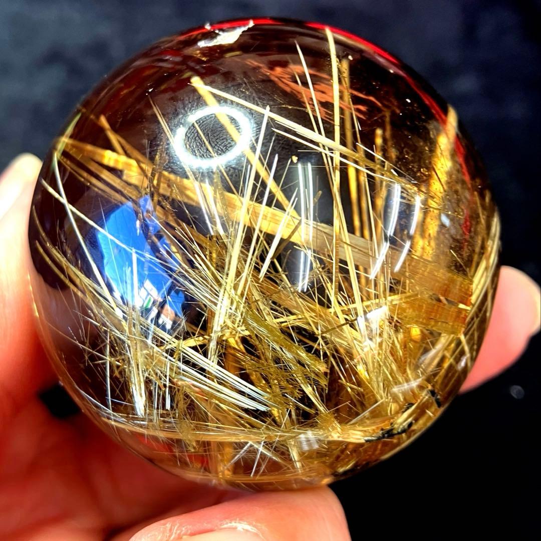 超絶綺麗✨51mm ゴールドタイチンルチルクォーツ　丸玉　スフィア　金針水晶