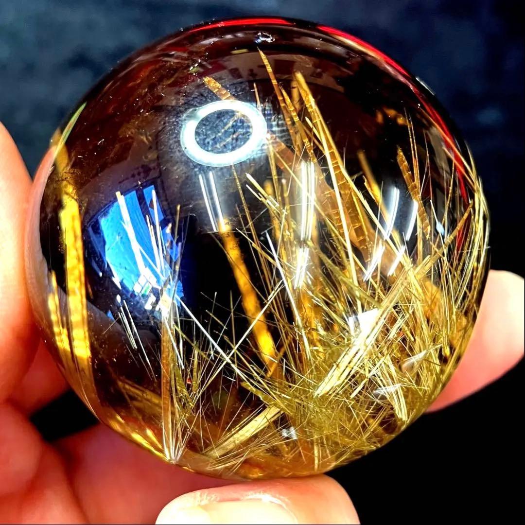 超絶綺麗✨51mm ゴールドタイチンルチルクォーツ　丸玉　スフィア　金針水晶