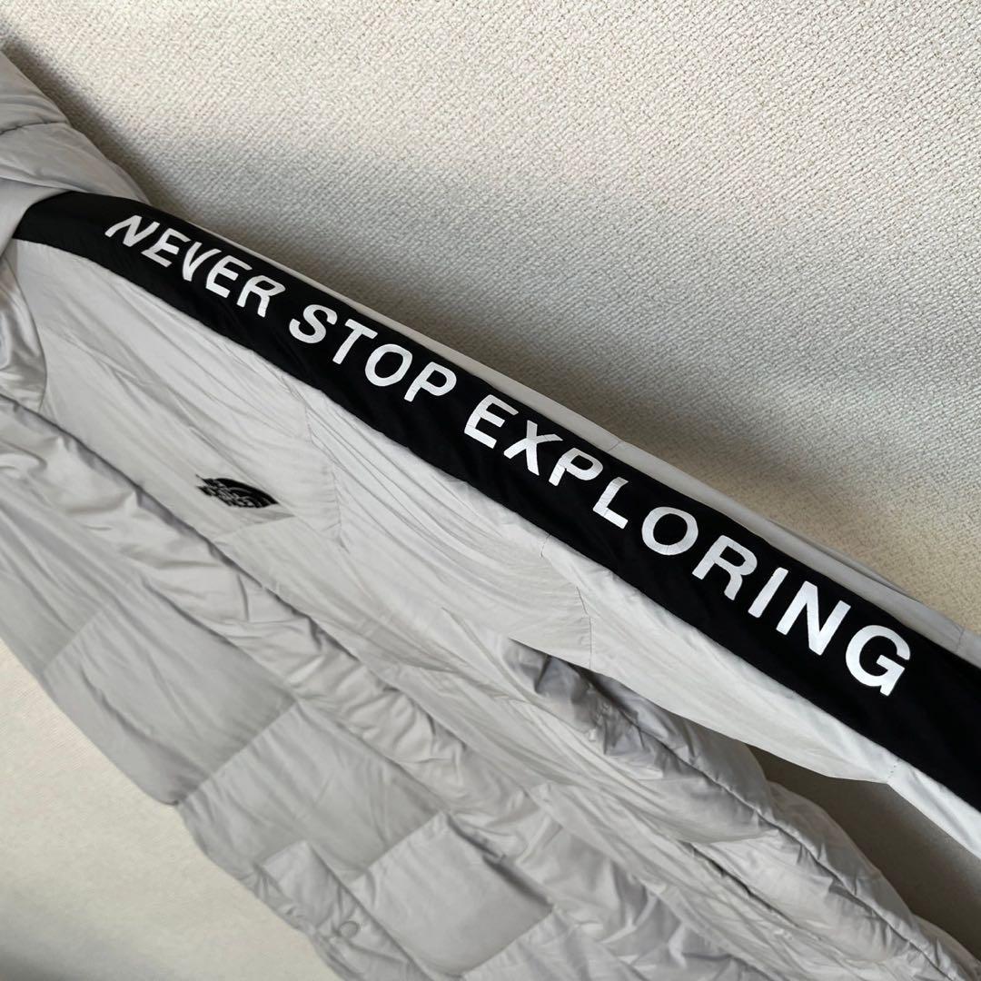 ノースフェイス】中綿ロングコート　Tball　グレー　刺繍　デカロゴ　肩ロゴ３K