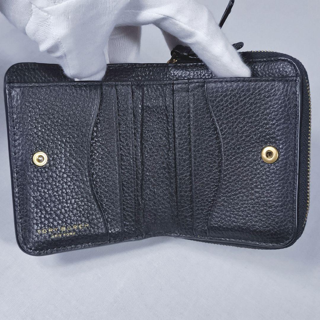 美品✨️　トリーバーチ　THEA　ティア　フルレザー　折り財布　黒