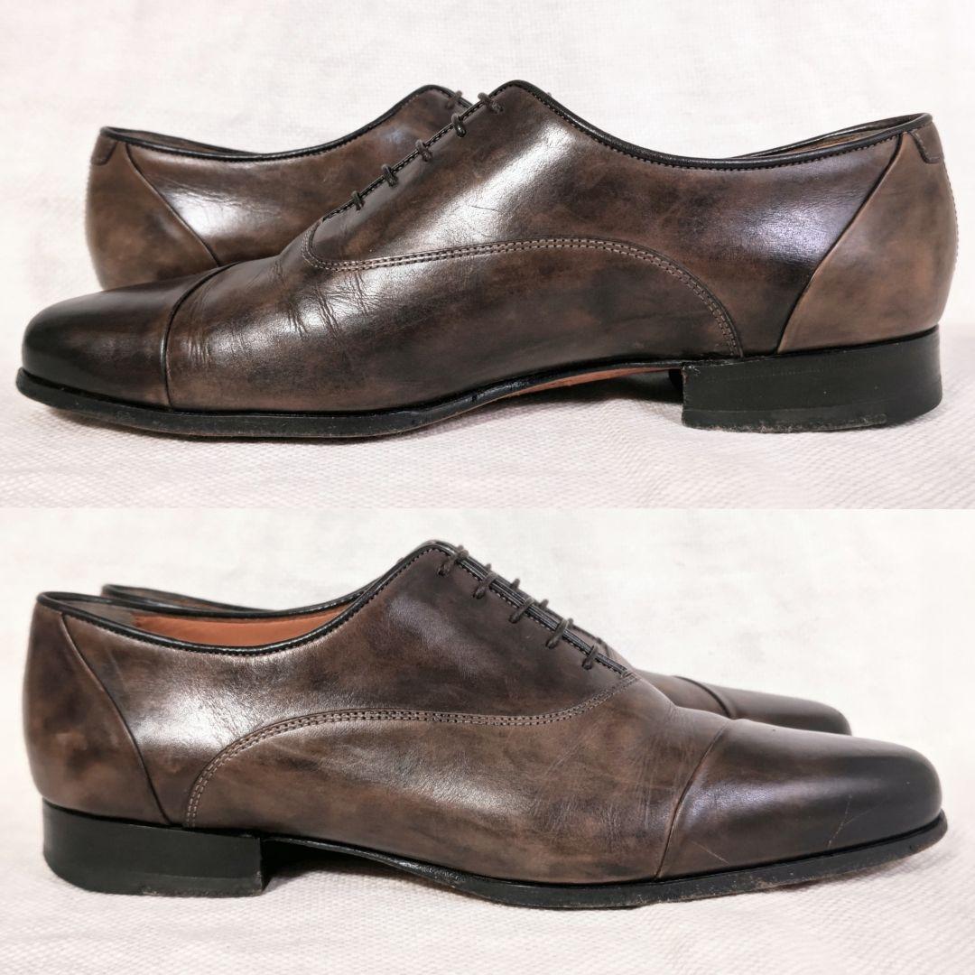 Santoniサントーニ12985ストレートチップビジネスドレスレザーシューズ茶