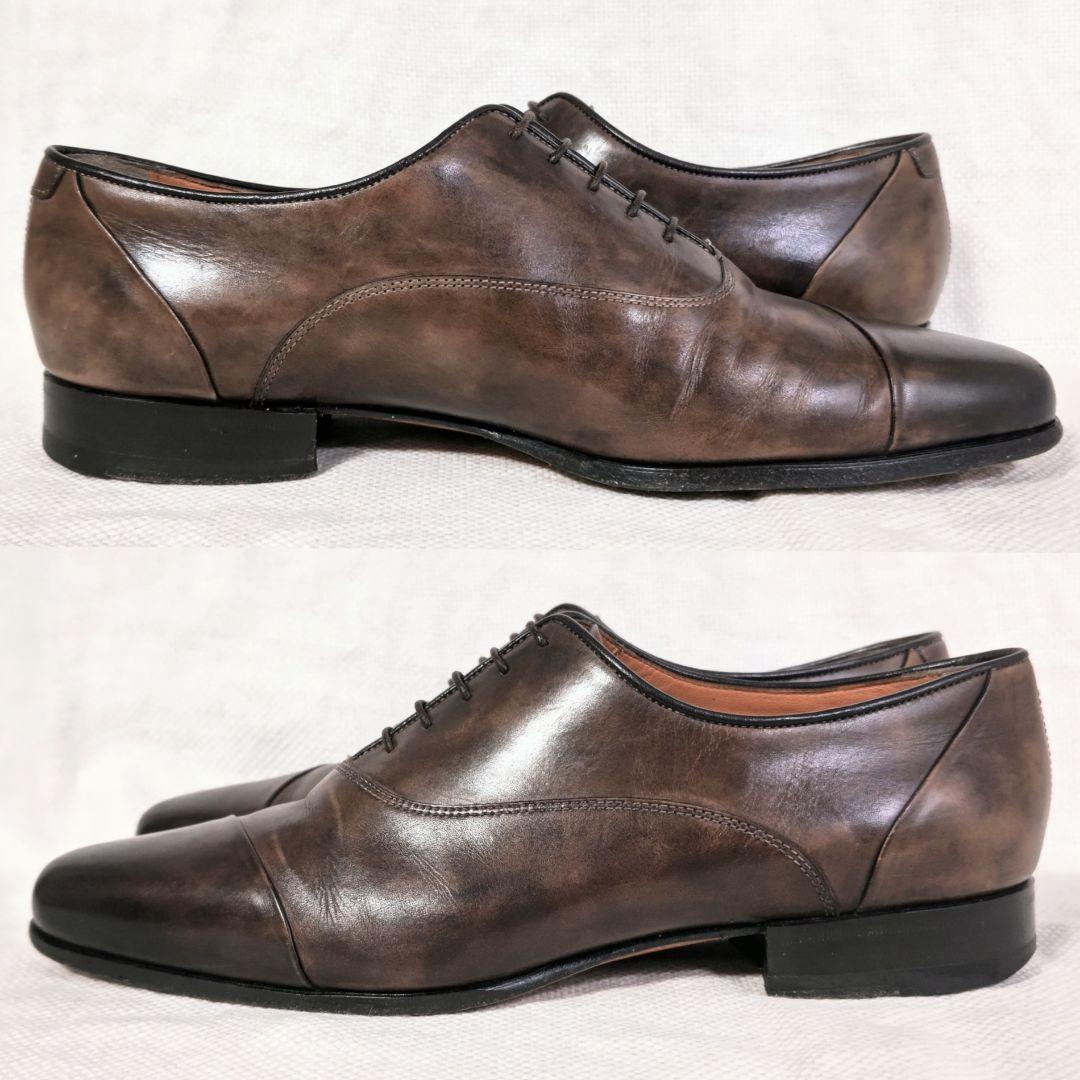 Santoniサントーニ12985ストレートチップビジネスドレスレザーシューズ茶