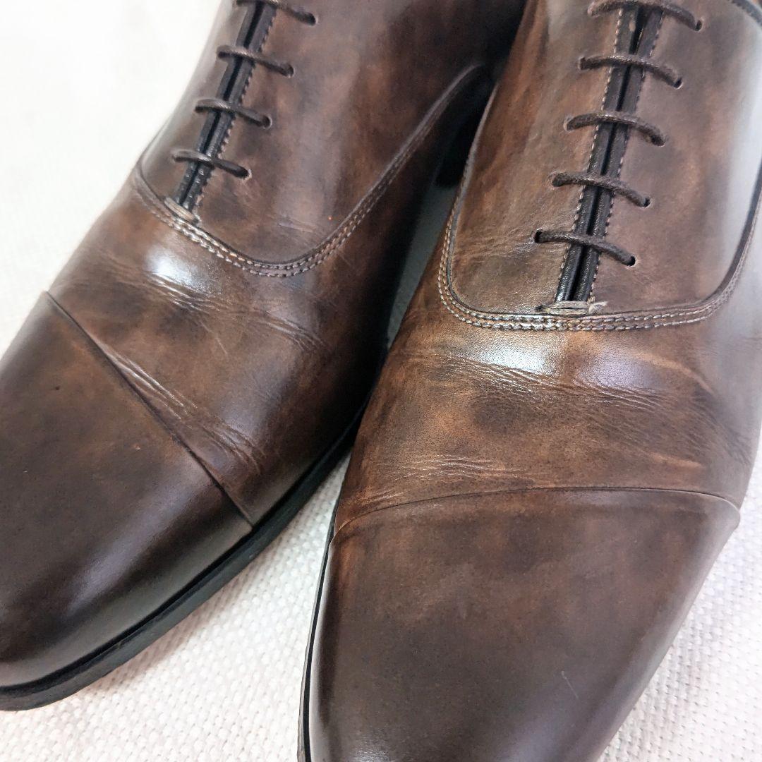 Santoniサントーニ12985ストレートチップビジネスドレスレザーシューズ茶