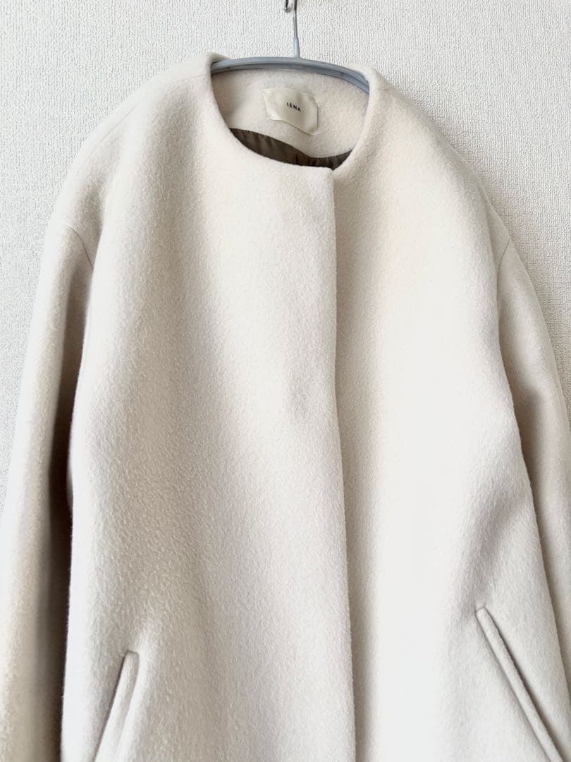 IENA ラムウールノーカラーコート #ナチュラル