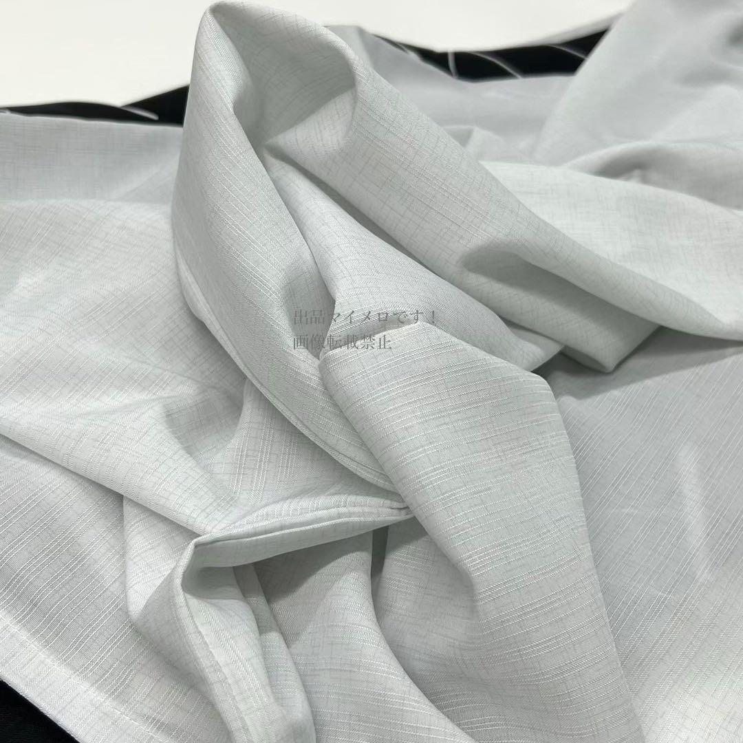 浴衣　夏　単着物　白×黒　吸湿速乾　半身仕立て　片身替わり　帯　0807⑬