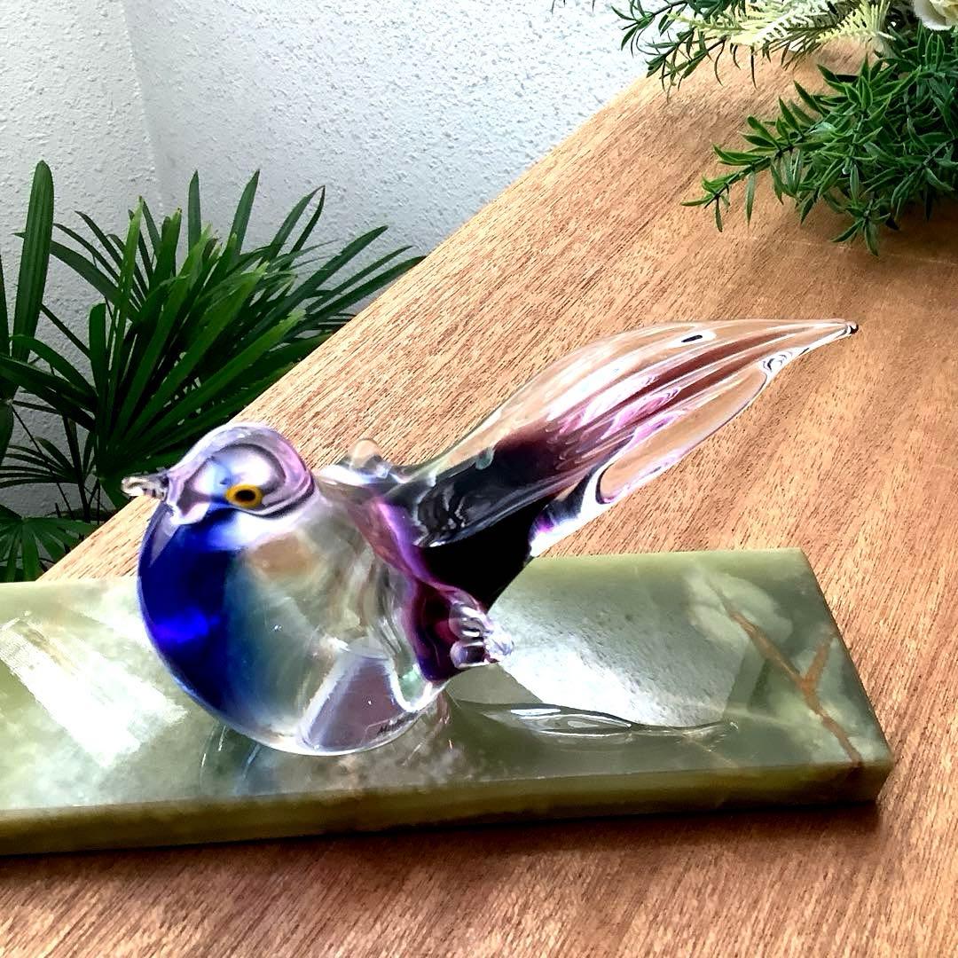 Malti Glass 【Love Birds/ラヴ　バード】台座付　ガラス工芸