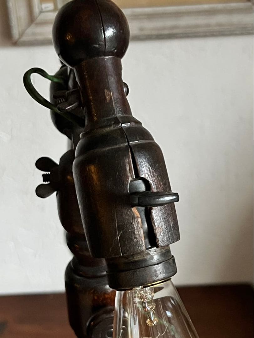 貴重！アンティークアーム木製のスタンドランプ　戦前スタンドライト　卓上ライト