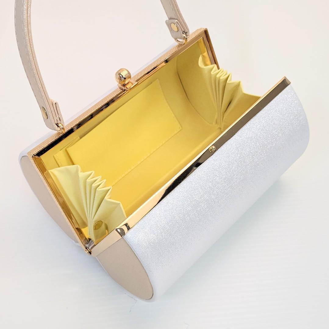 草履バッグセット 振袖 帯地 白 ベージュ フリーサイズ 三枚芯 w47-4