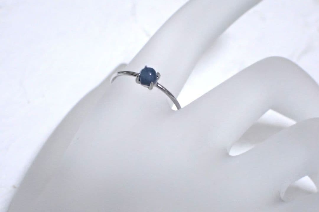 糸魚川翡翠　入コン沢　青　4ミリ　リング　指輪　11号　④　送料無料