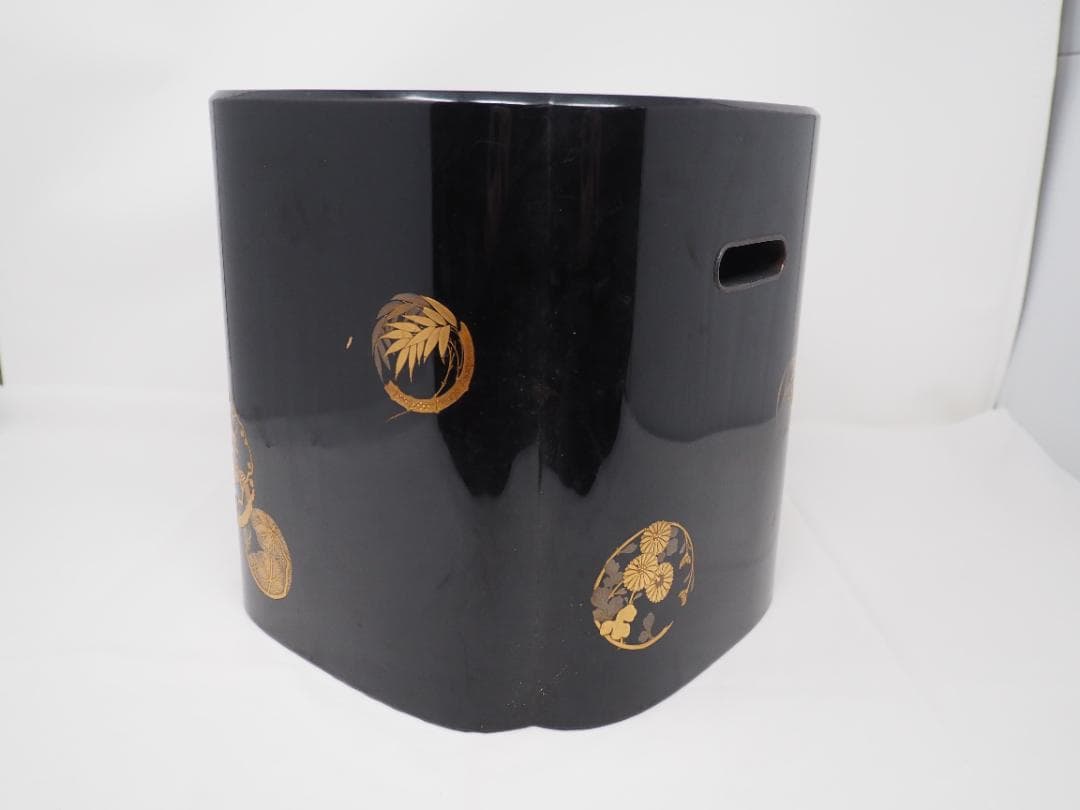 輪島塗　小型火鉢　漆塗り　金蒔絵　手あぶり火鉢