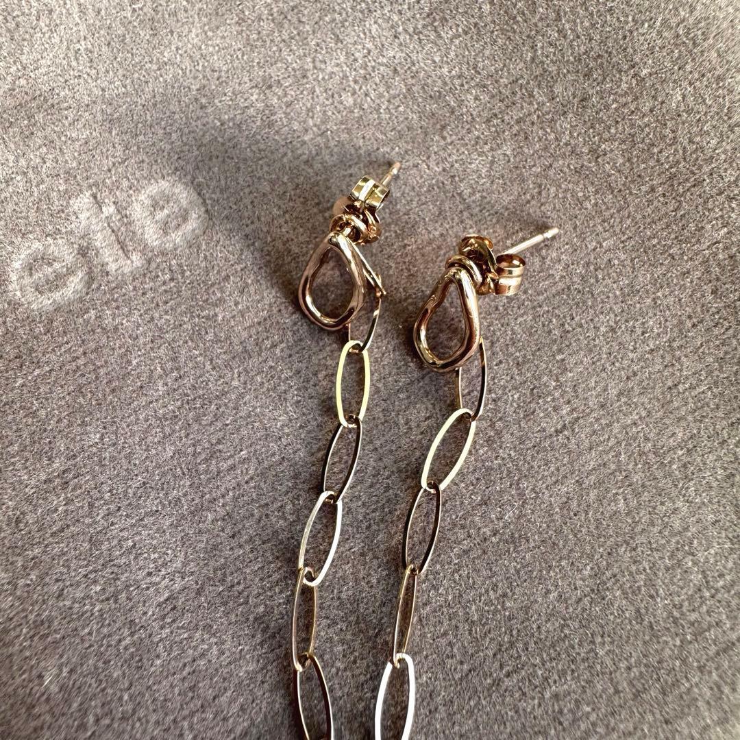 ete エテ ドロップ チェーン ピアス SV925 K18 ニッケルフリー