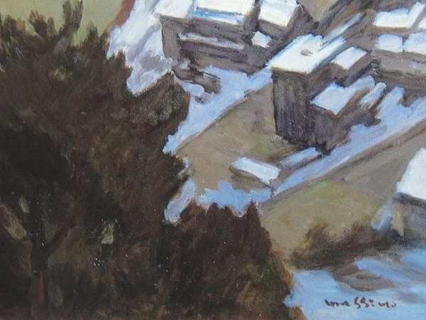 真下慶治、「左沢の最上川」、希少な画集より、新品高級額・額装付、状態良好