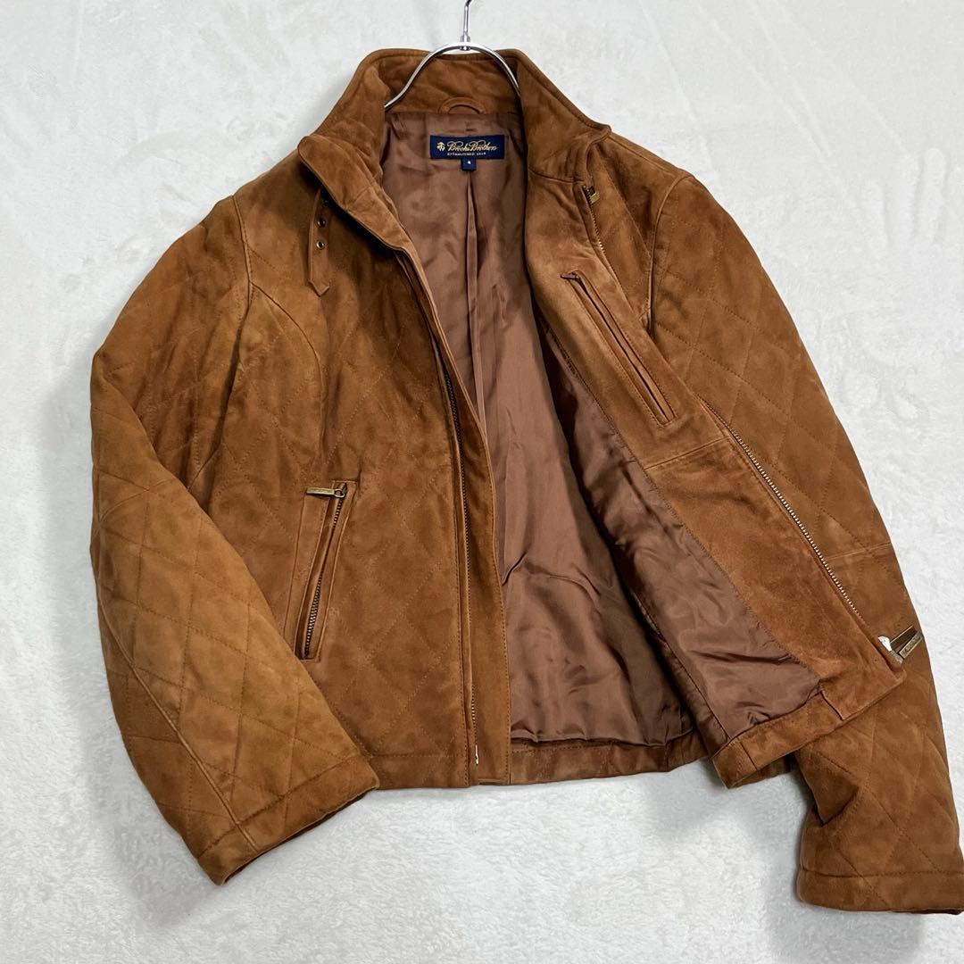 『ブルックス ブラザーズ』スエードライダースジャケット 羊革レザー ダブルジップ