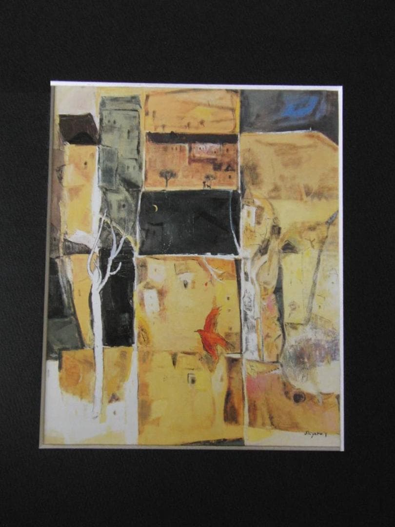 矢永繁子、【窓辺】、希少な額装用画集より、新品額装付、状態良好