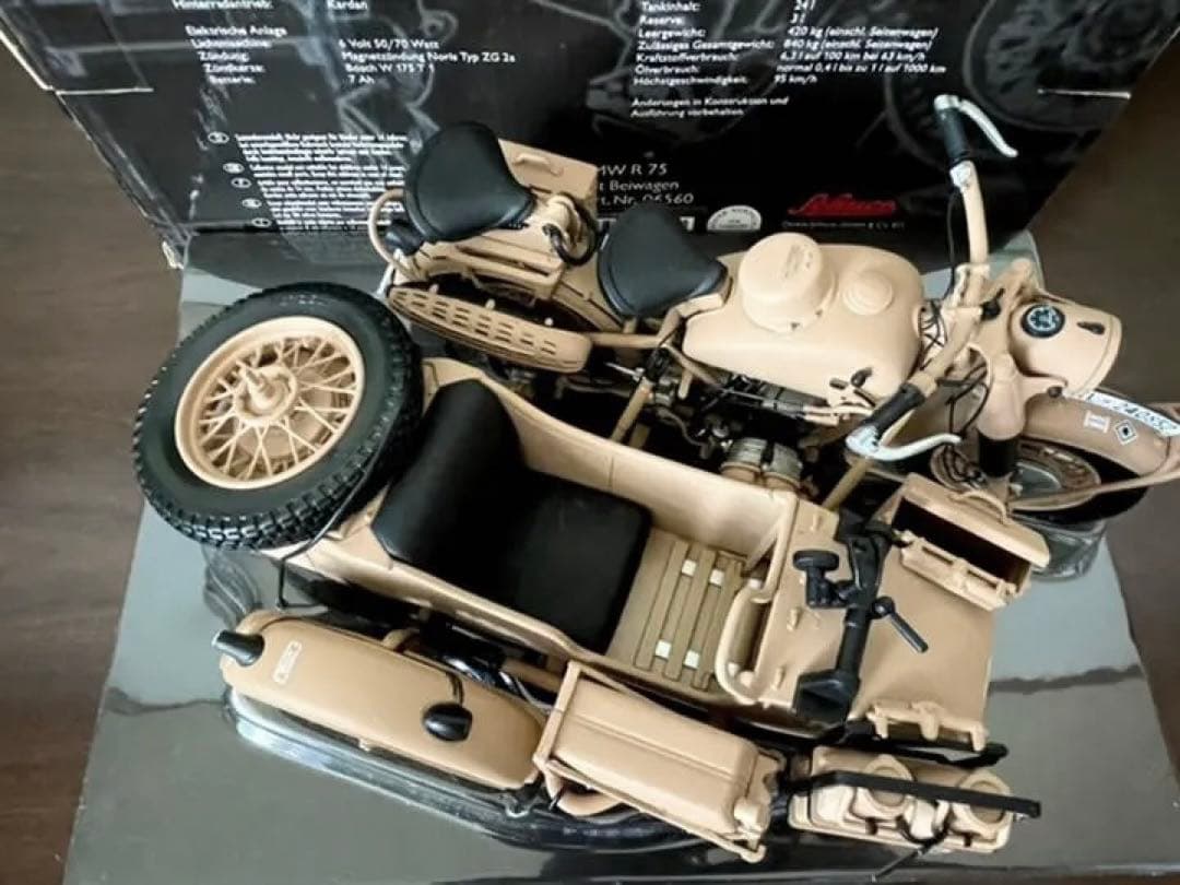 価格変更 1/10 シュコー BMW R75 サイドカー ドイツアフリカ軍団仕様