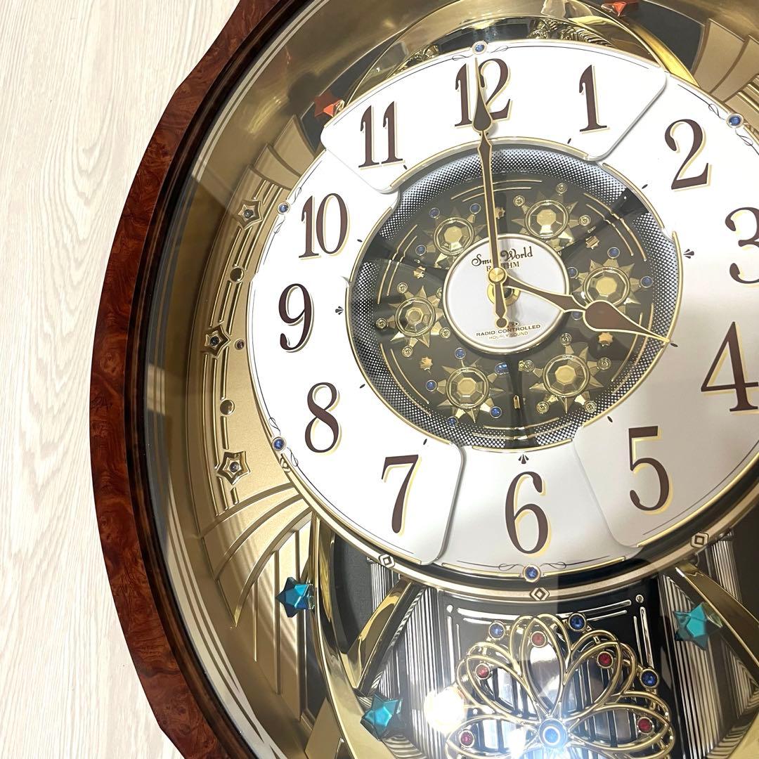 未使用品❗️リズム時計 電波カラクリ掛け時計 スモールワールドブルームGO