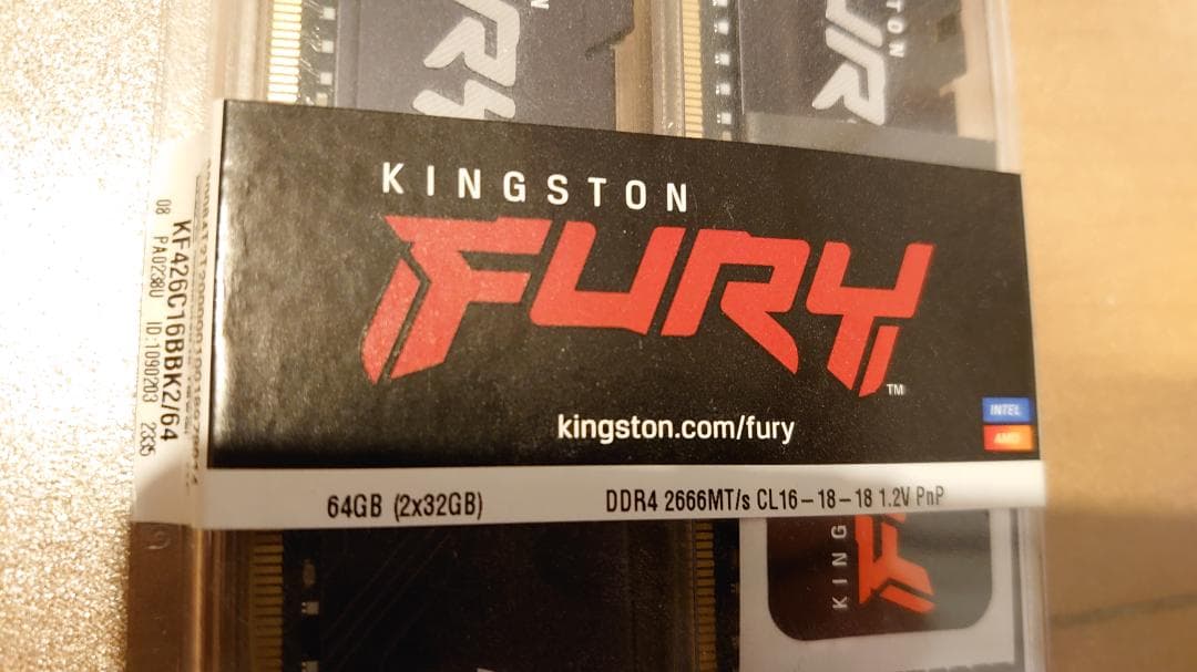 KINGSTON FURY 64GB(32GB×2) DDR4 2666MT/s