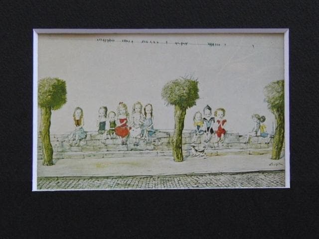 藤田嗣治、【Paysage , Meudon】、希少な額装用画集より、厳選