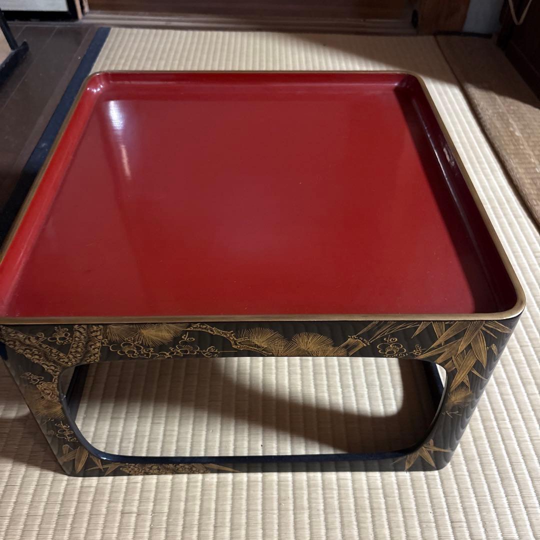 宗和膳　蒔絵台　昭和レトロ漆器　蒔絵漆塗り　お膳台　足付きお膳台　昭和レトロ
