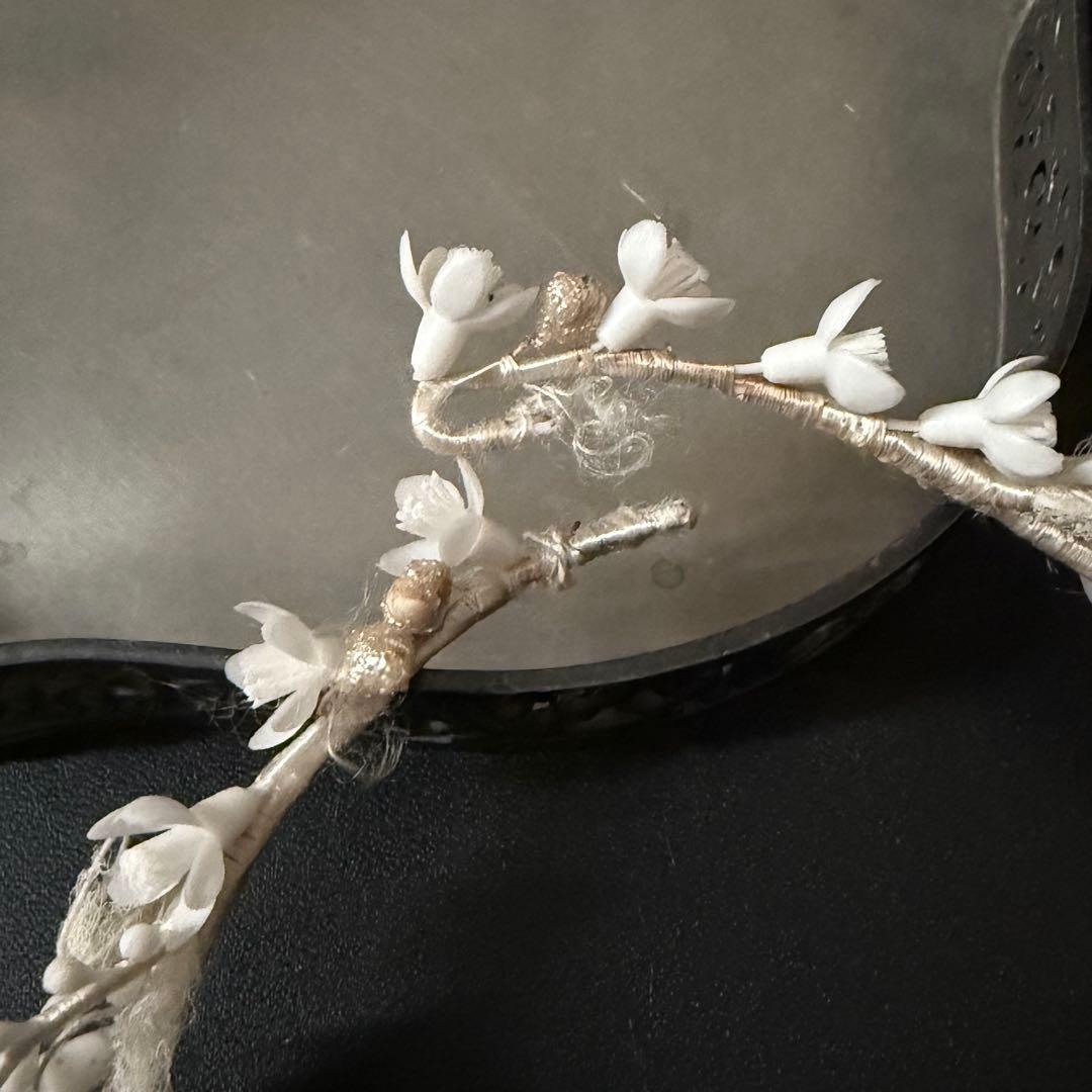 ワックスフラワーティアラ　マリアージュ　フランスアンティーク　花冠　ヘッドドレス