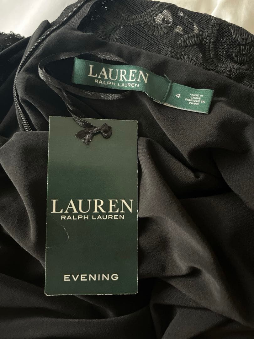 新品未使用　ラルフローレン　背中のレースが美しい ブラック パーティードレス