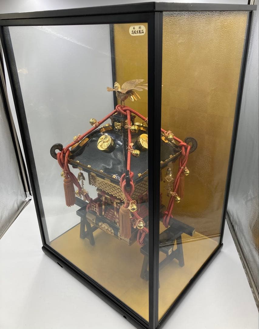 レア ケース付 お神輿 御神輿 三つ巴 縁起物 祭り 神社 鈴 オブジェ 置物