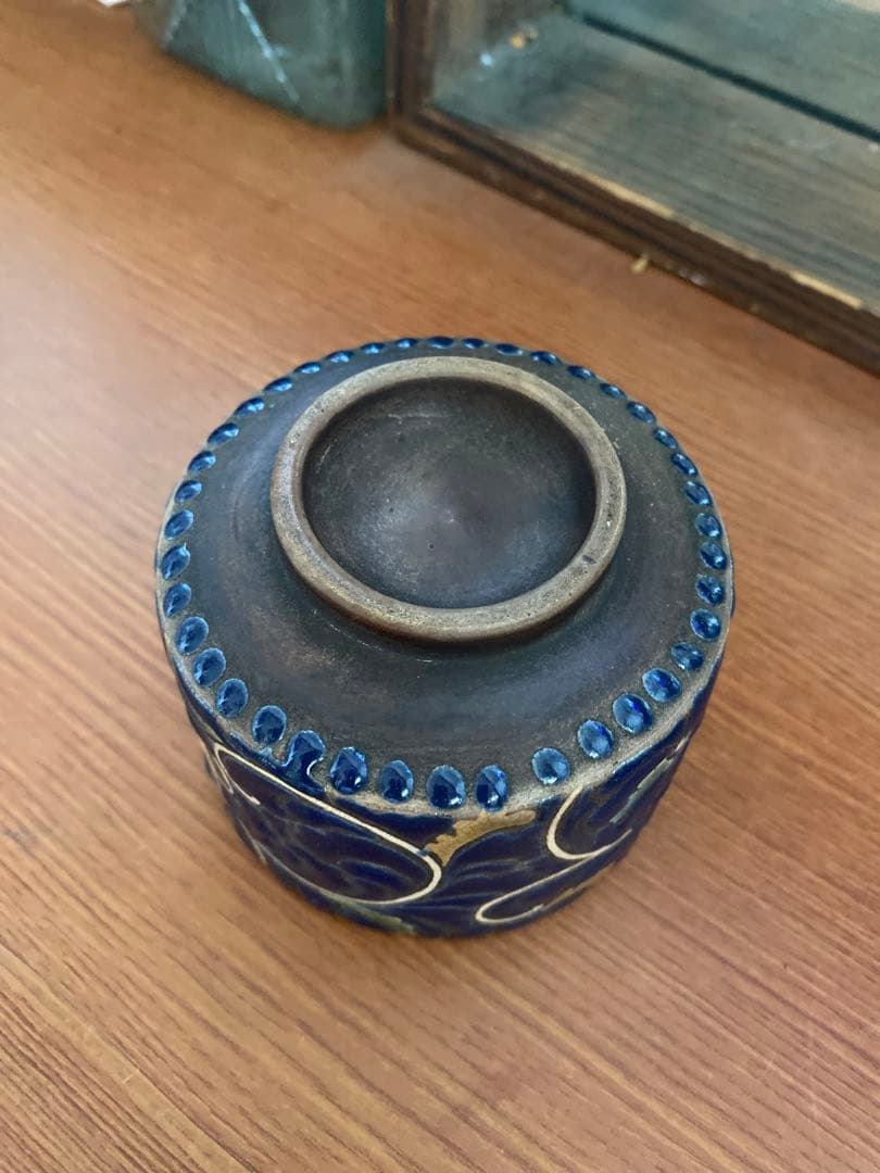 古清水　黒地　瑠璃　白緑黄釉茶碗 江戸初期　希少　骨董　レア