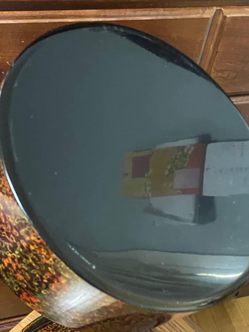 津軽塗り　お盆　漆器 円形ボックス 多色模様