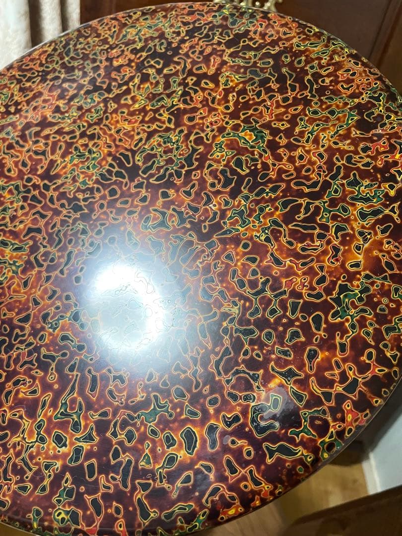 津軽塗り　お盆　漆器 円形ボックス 多色模様