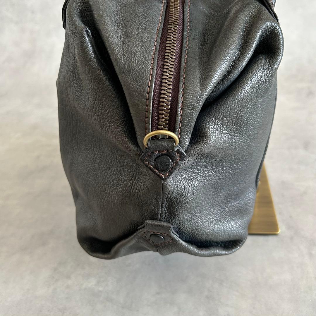 美品ゲンテン ショルダーバッグ 2way 山羊革 ゴートスキン ヌメボストン