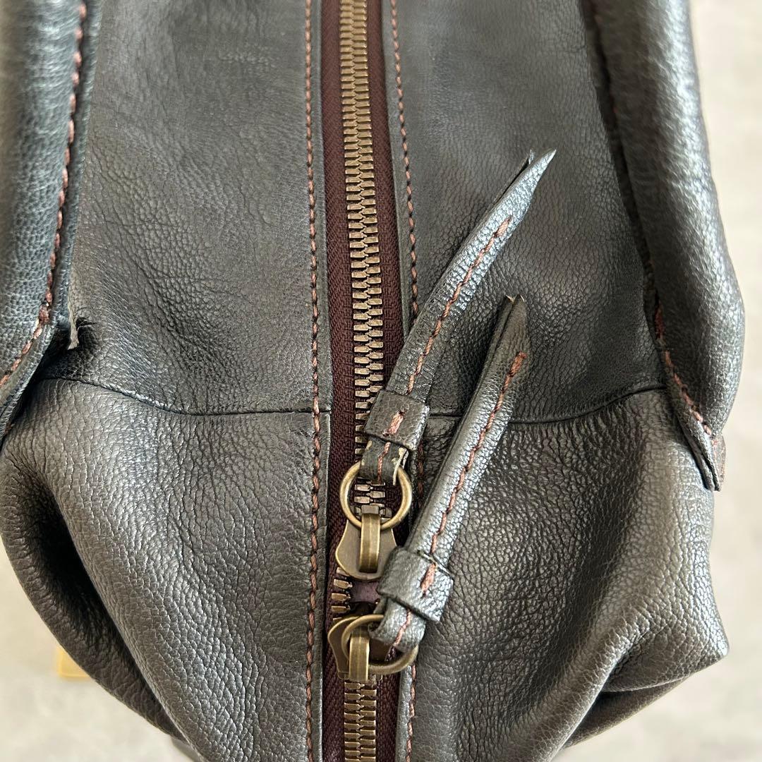 美品ゲンテン ショルダーバッグ 2way 山羊革 ゴートスキン ヌメボストン