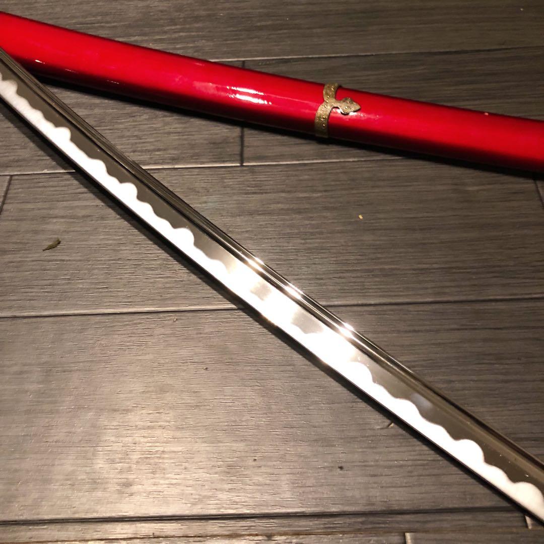 高級模造刀　居合刀　樋入刀身　合金刀身　朱拵え