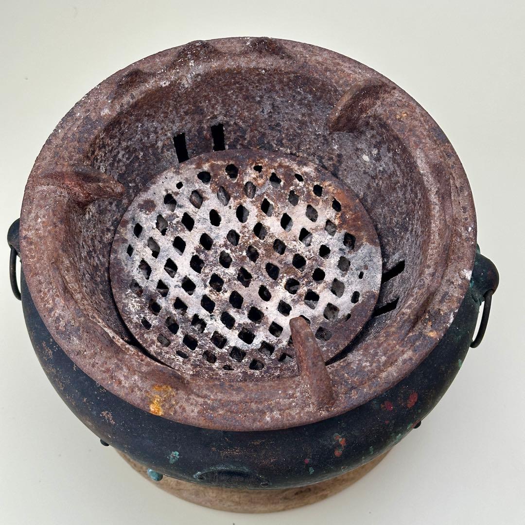 利久焜炉 安田工場 銅製 練炭コンロ アンティーク火鉢　骨董品　レア