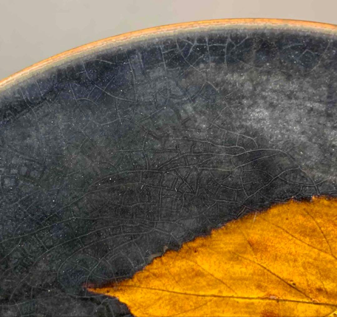 中国 木の葉平茶碗　f12230905