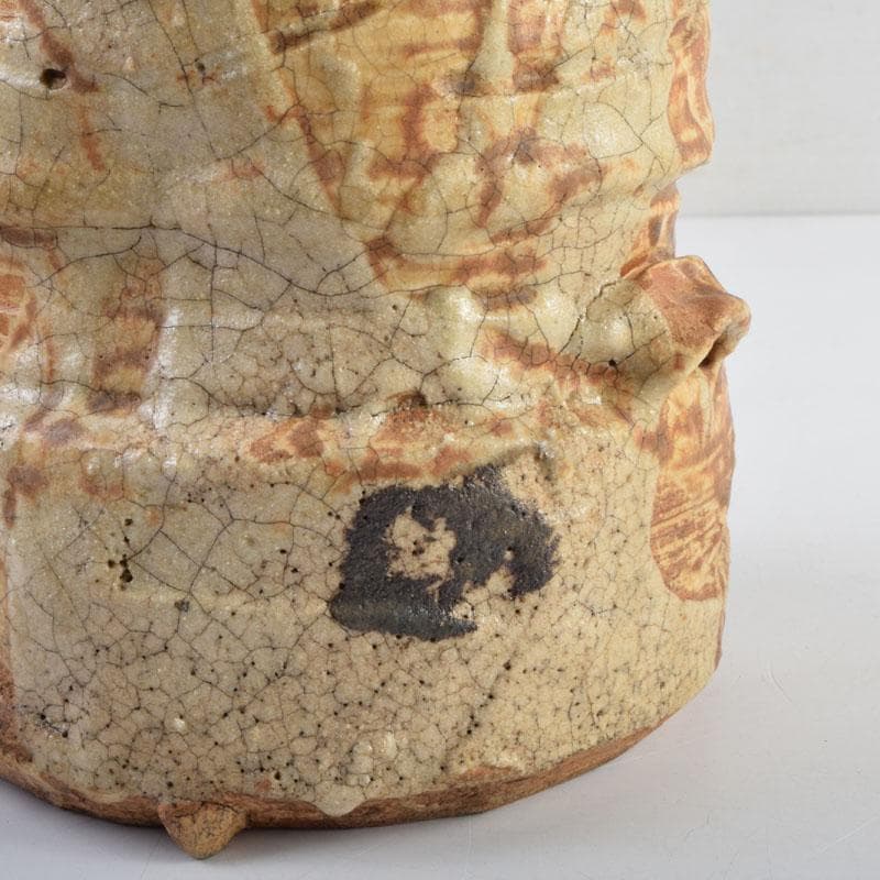 茶道具　秋坂窯　八代　加藤宇助作　伊賀釉　水指　共箱　N　9131