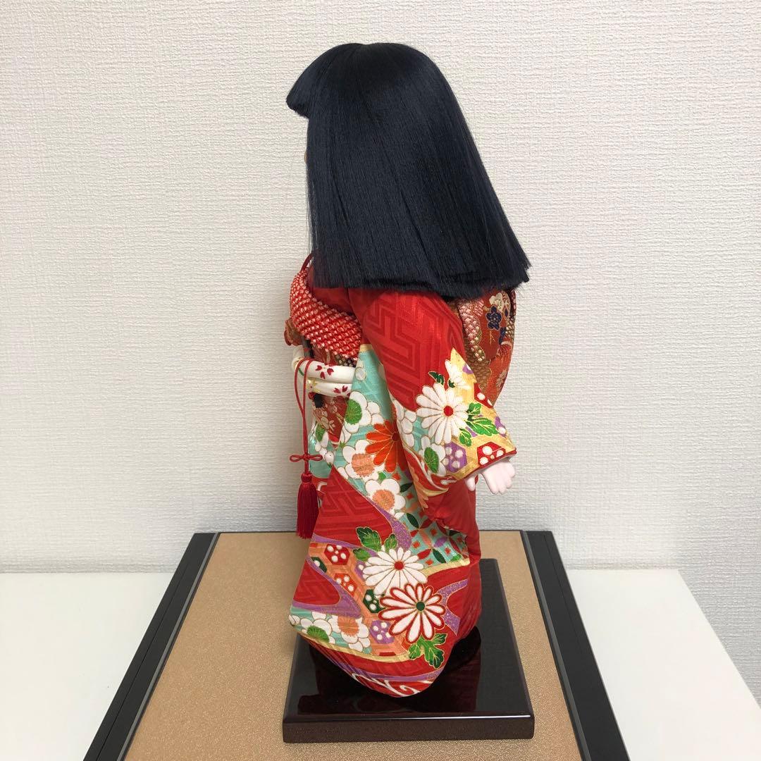 元賀章介作 10号(尺二) 着尺 別染め 流水に花 京友禅 市松人形 越前塗台