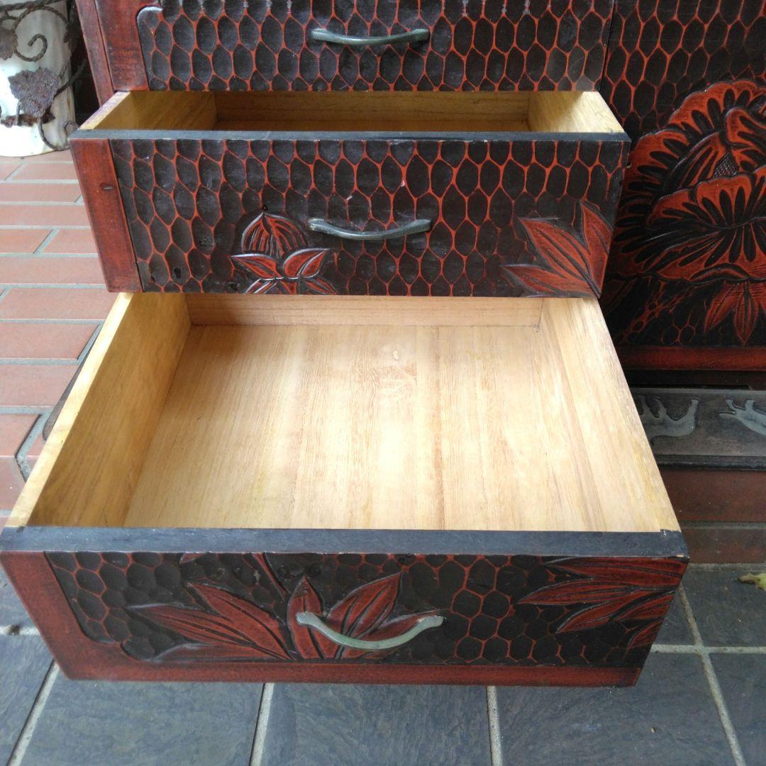 鎌倉彫の 小型 茶箪笥、整理棚 または、テレビ台