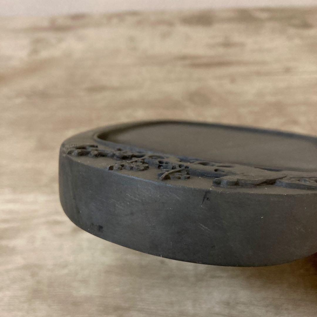 梅花坑　端渓硯　書道具　旧坑　鶯　梅