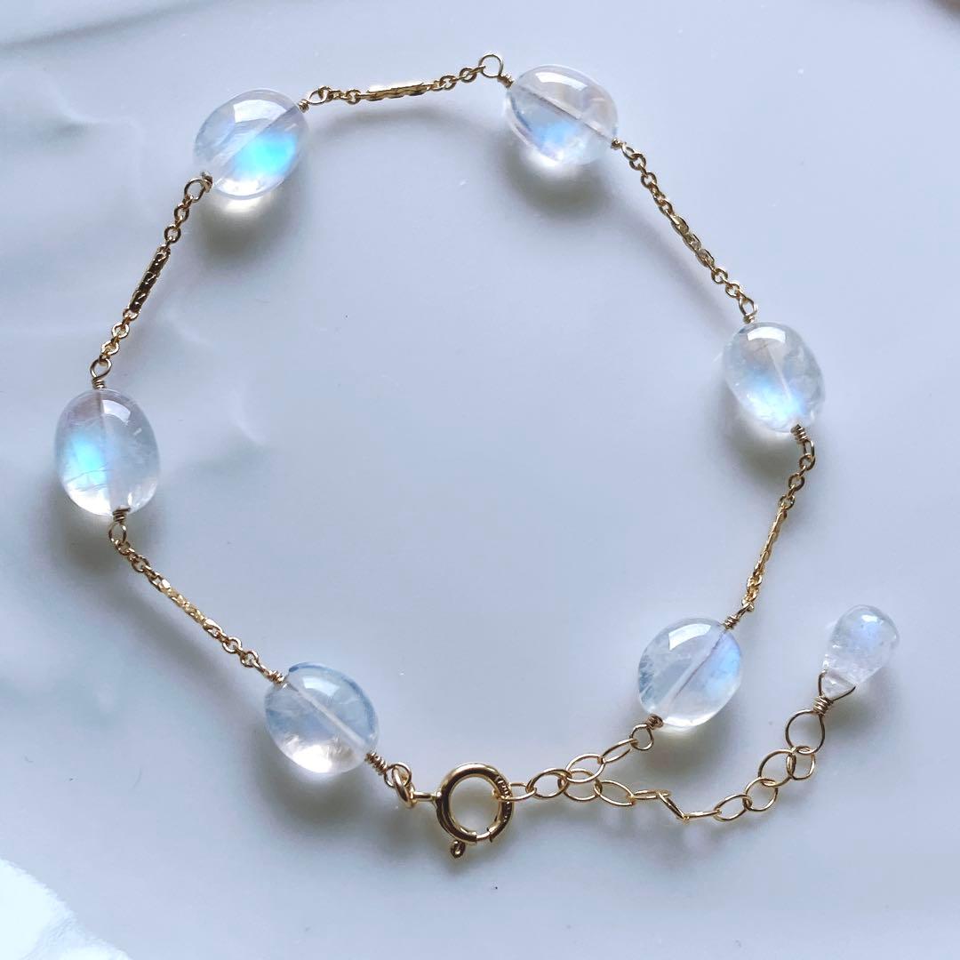 桃色の雲◆ロイヤルブルームーンストーンブレスレット✧14kgf