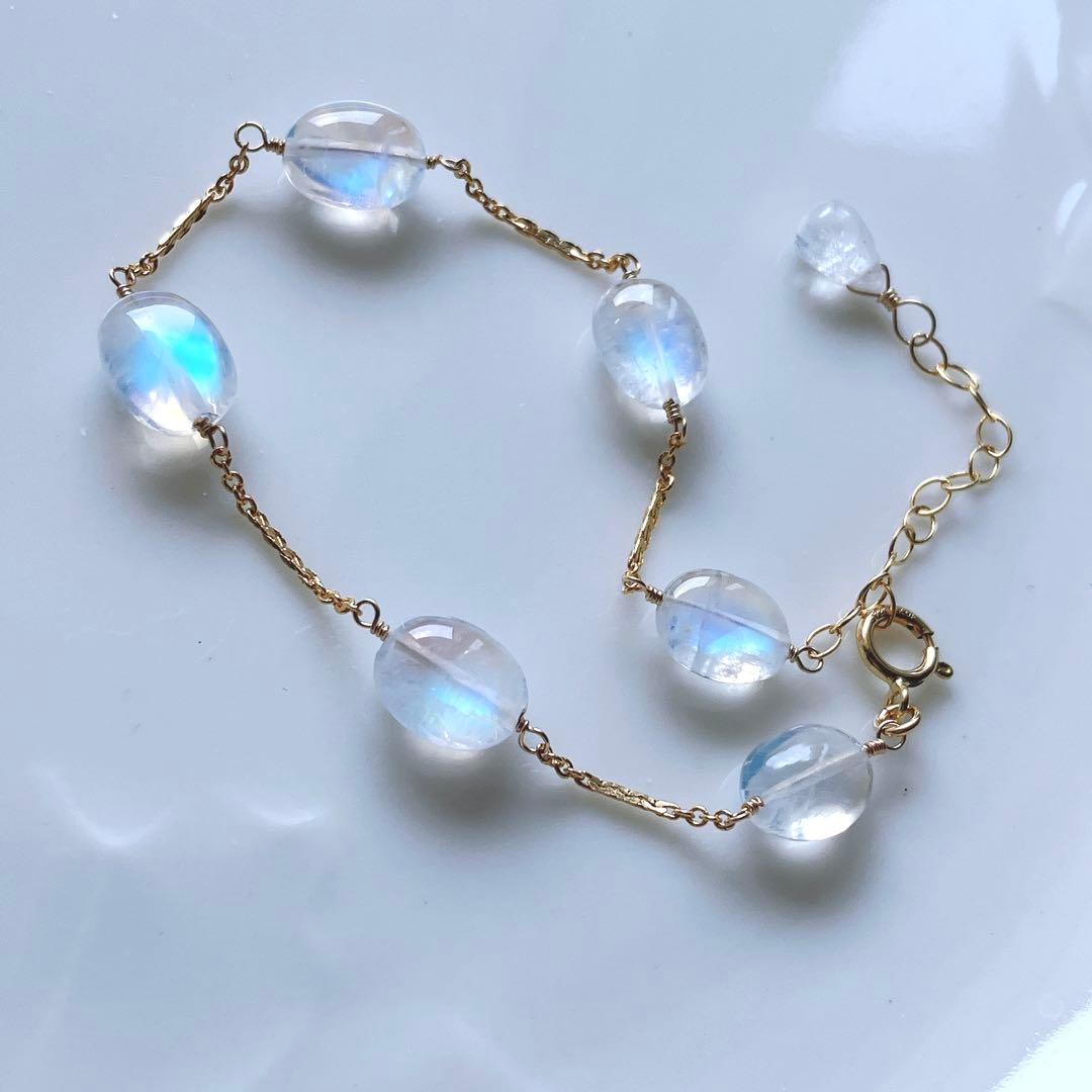 桃色の雲◆ロイヤルブルームーンストーンブレスレット✧14kgf