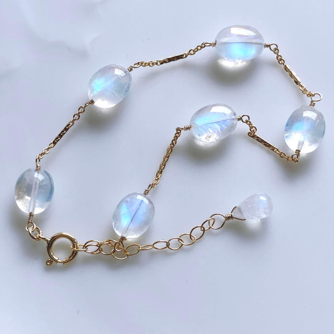 桃色の雲◆ロイヤルブルームーンストーンブレスレット✧14kgf
